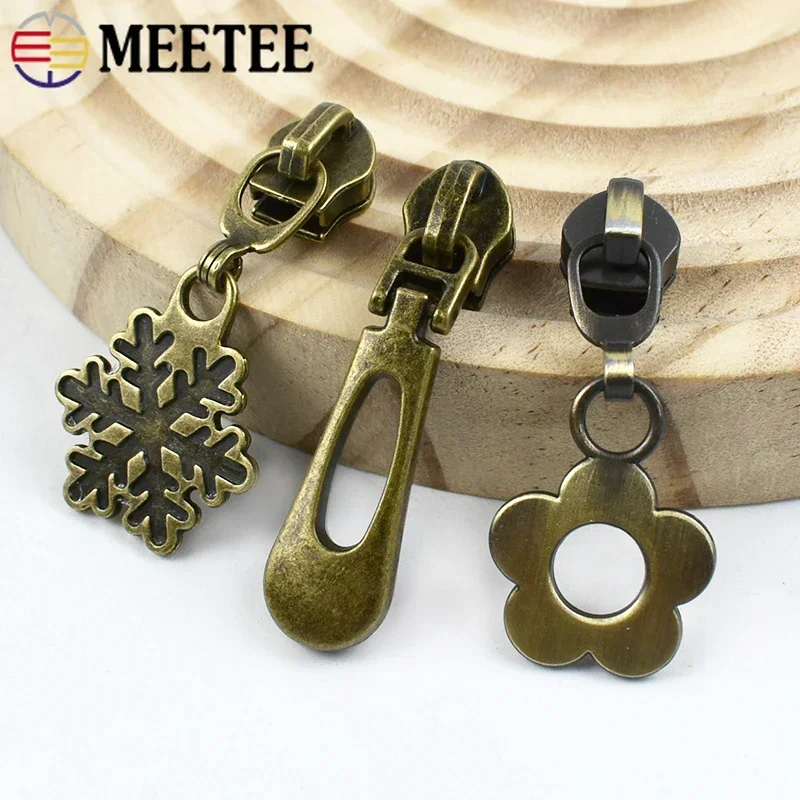 5-30Pcs 5# Bronze Zipper Pulls for Nylon Zippers Tape Zips Slider Bag Clothes Zip Puler Heads Repair Kits DIY Sewing Accessories