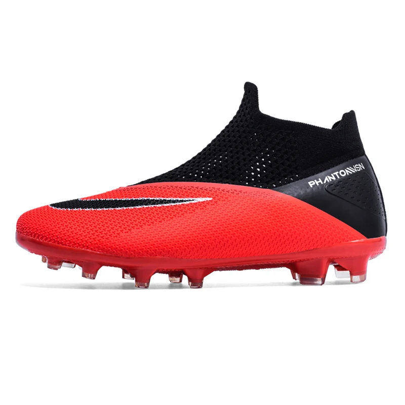 

High Top Mens Soccer Shoes Society Anti Slip Grass Training Football Boots Kids Ultralight Turf Sports Futsal Footwear Sneakers