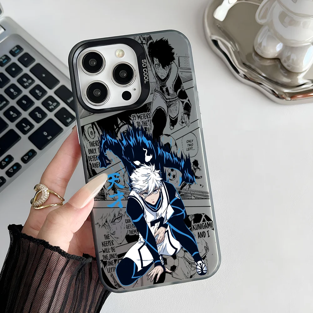 B-BLUE LOCKS S-Seishiro Nagi Phone Case IMD Color Silver Shell For IPhone 16 15 14 13 12 Pro Max Plus