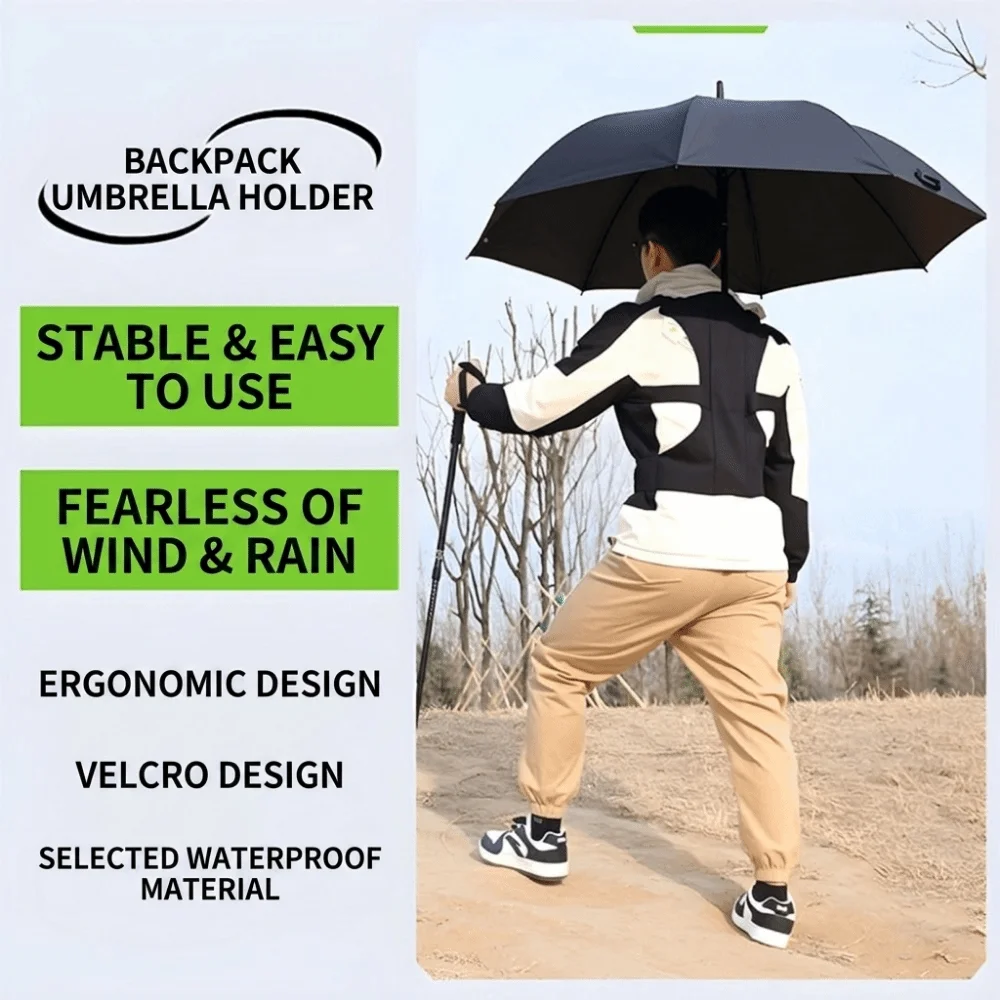 Wearable Backpack Umbrella Harness Body Mounted Adjustable Back Harness Umbrella Frame Lightweight Comfortable