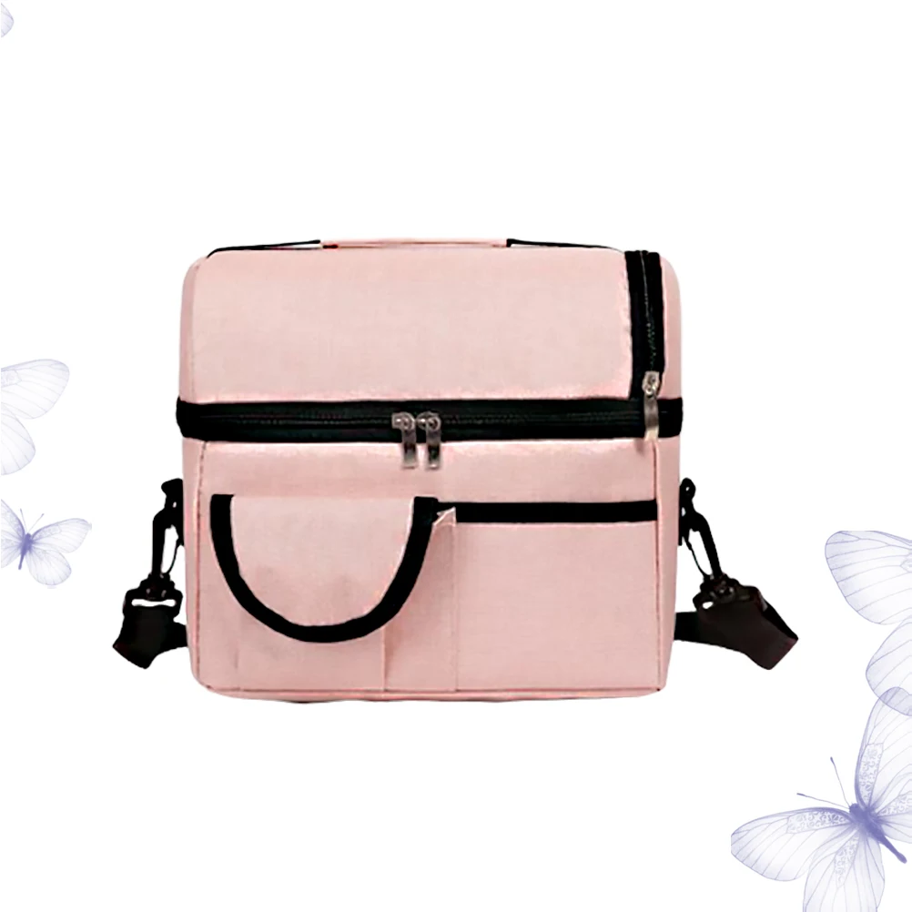 

Double Layer Lunch Tote Bag Insulation Lunch Portable Bento Pouch Bento Storage Bag for Outdoor Picnic (Pink)