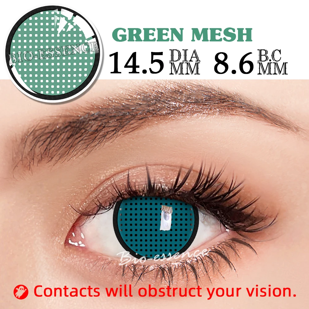 Bio-essence-lentes de contacto de color púrpura para ojos, accesorios de Anime, lentes violetas para Cosplay, Halloween, 1 par