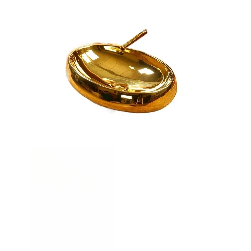 

European small household gold table basin round art basin ceramic wash basin household