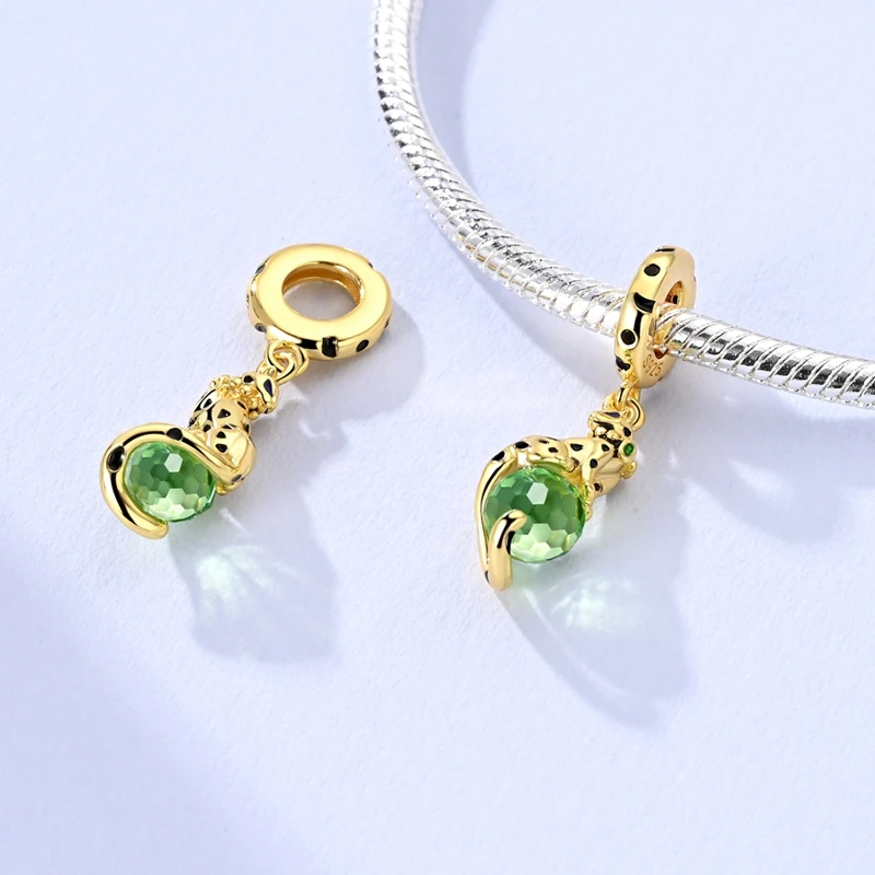 925 Sterling Silver Golden Sunflower Firefly Leopard Charm Pendants Fit Bracelet Necklace Jewelry DIY Gifts