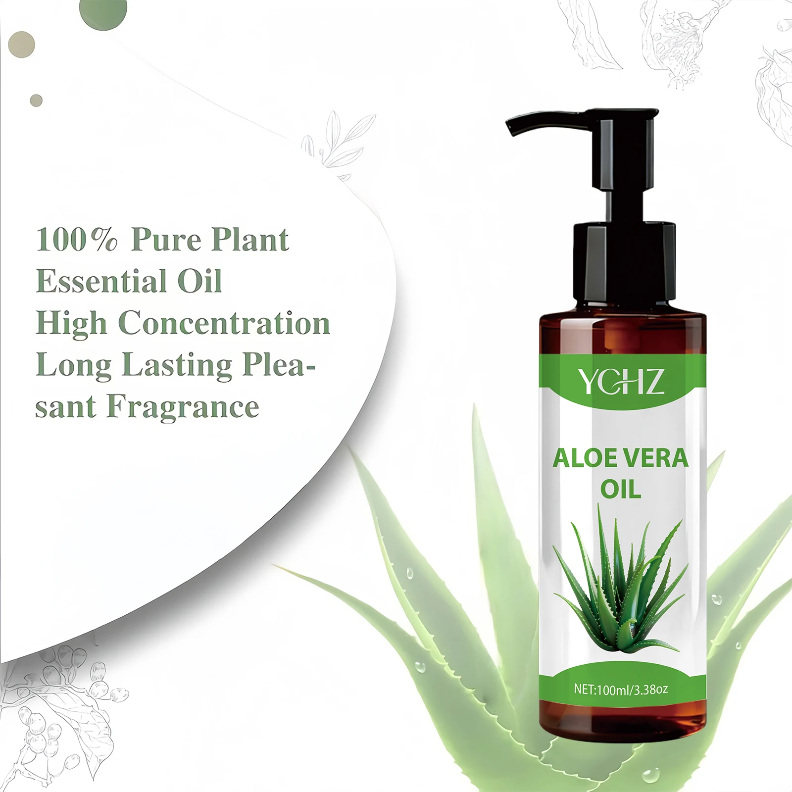 100% Natural Aloe Vera Oil - Fast-Absorbing and Non-Greasy Formula, Suitable for Face, Body, Nails, Hair, Eyelashes, Massage, Diffuser view 5