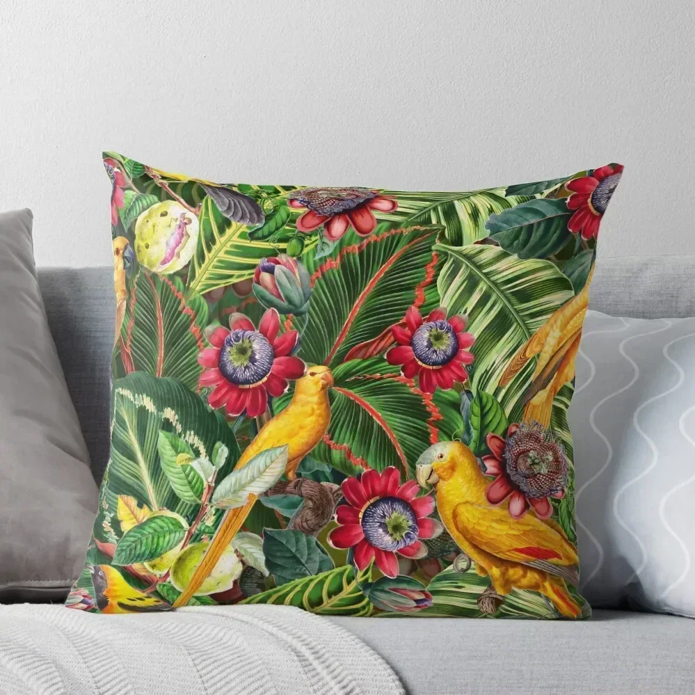 

Vintage Tropical Bird Jungle Botanical Night Botanical Garden Throw Pillow Decorative Cushion pillow