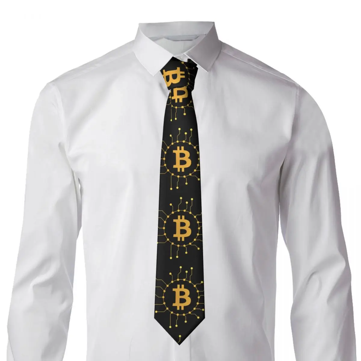 Classic BTC Logo Neck Ties for Party Custom Men Bitcoin Digital Currency Necktie