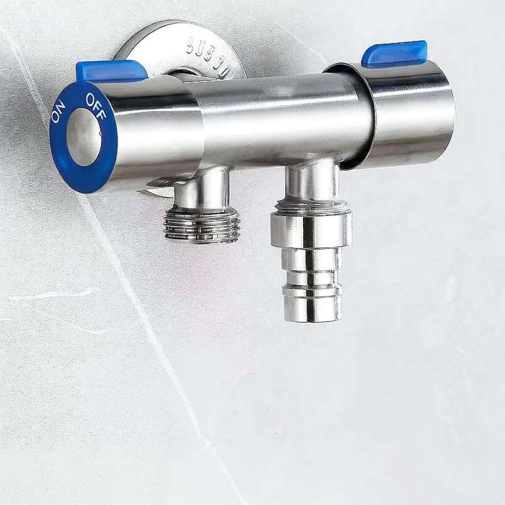 Durable Stainless Steel Angle Valve Dual Outlet Diverter For Washing Machine Toilet Bidet Dispenser Bathroom Valve