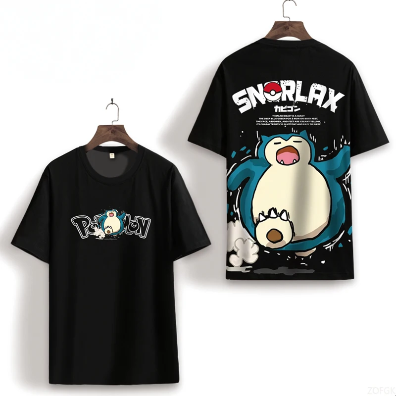 Summer Cartoon Cute Snorlax Anime Fashion Printed Short Sleeve Casual Loose Personalized Comfortable Round Neck T-shir image 4