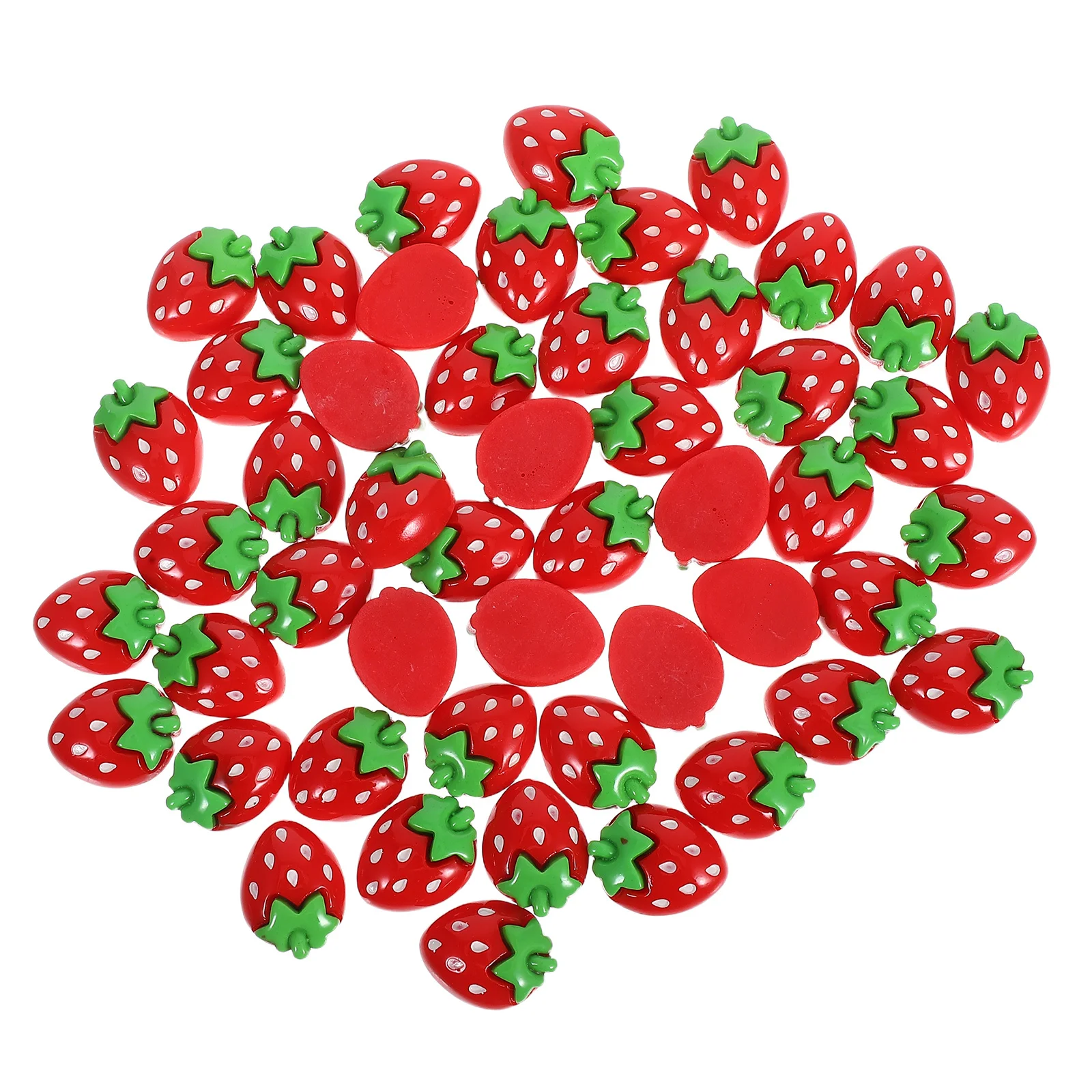 50Pcs Resin Strawberry Pendants Lightweight Durable Easy Carry DIY Creative Space for Jewelry Crafts Mini Resin Fruit