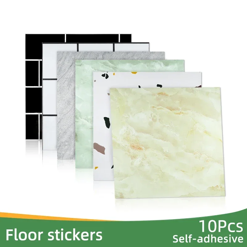 

10/pcs PVC Imitation Marble Floor Stickers Self-adhesive Wall Stickers Waterproof Bathroom Decoration Decals 30*30cm Modern Home