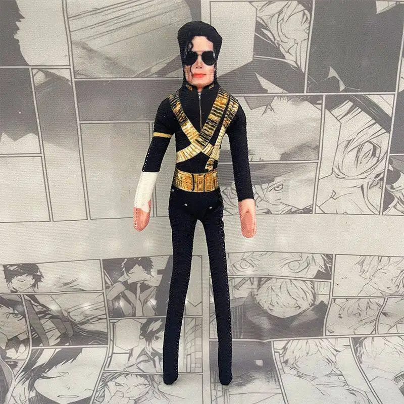 6-teiliges Michael Jackson Cosplay-Requisiten-Set, Plüschpuppen mit beweglichen Gelenken, Stofffiguren, Raum- und Schreibtischdekoration, Geschenk für Fans und Sammler