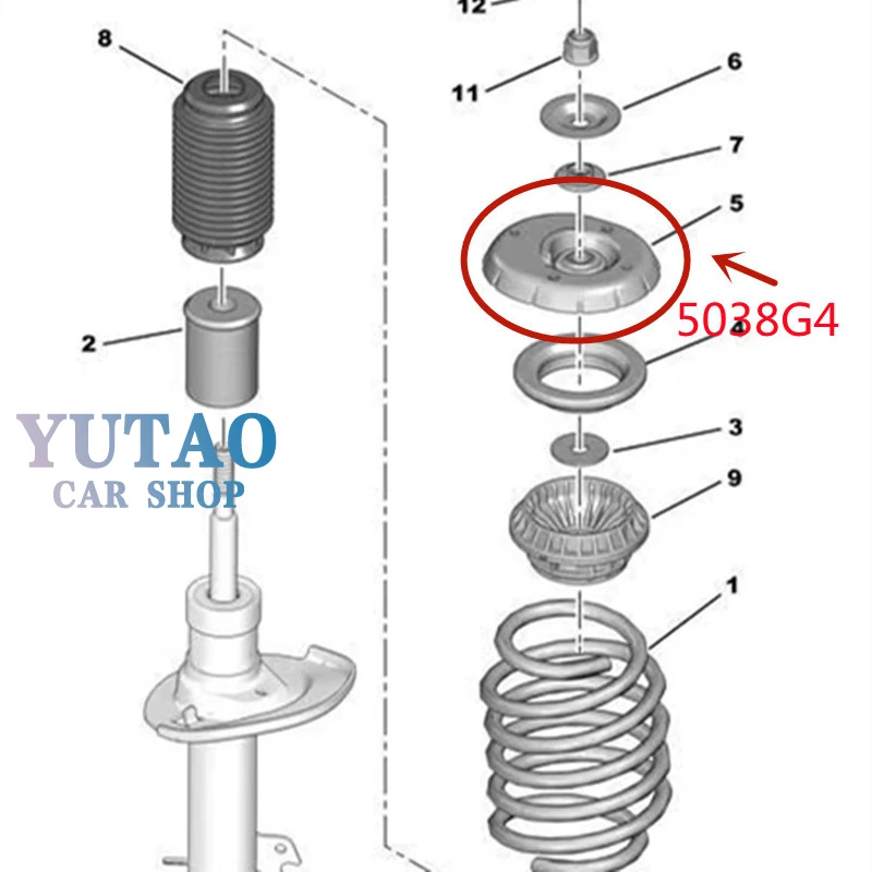 Front Shock Absorber Support Rubber Top Strut 5038G6 9813271180 Dinghu brand (original factory quality) For Peugeot 208 301 2008