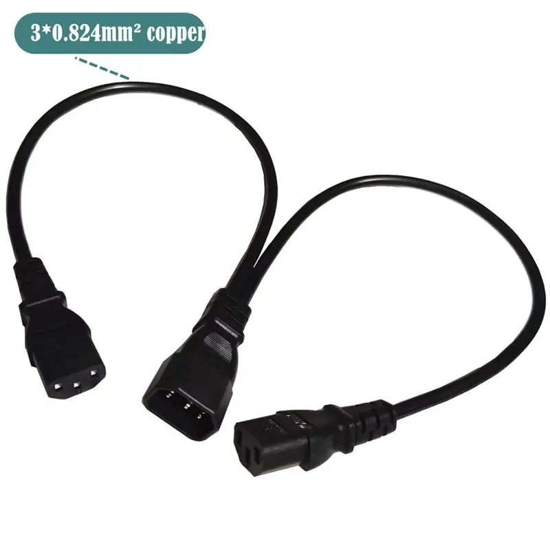 50cm UPS Server Power Cord Single C14 Male to Dual 5-15R C13 Female Short Power Y-Type Splitter Adapter Power Cord