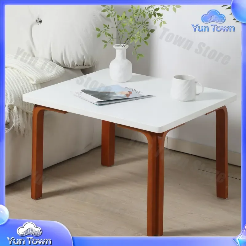 Medieval Solid Wood Coffee Table for Small Apartment Living Room Square Sofa Side Table Advanced Splicing Design Simple