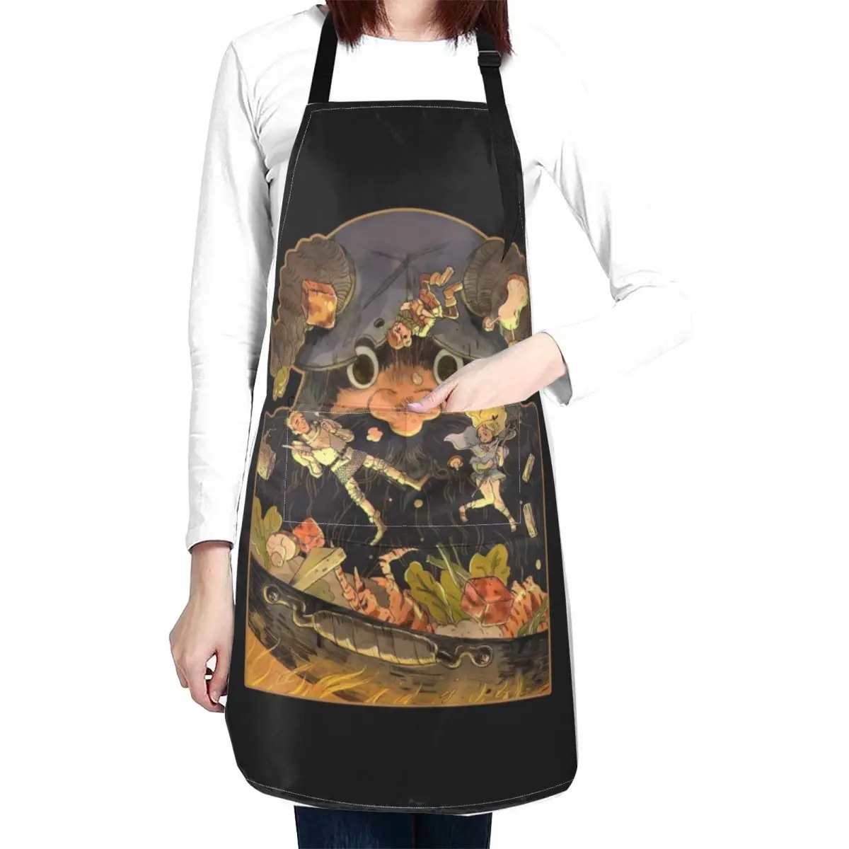 dungeon-meshi-anime yellow Apron with personal logo Teacher Apron