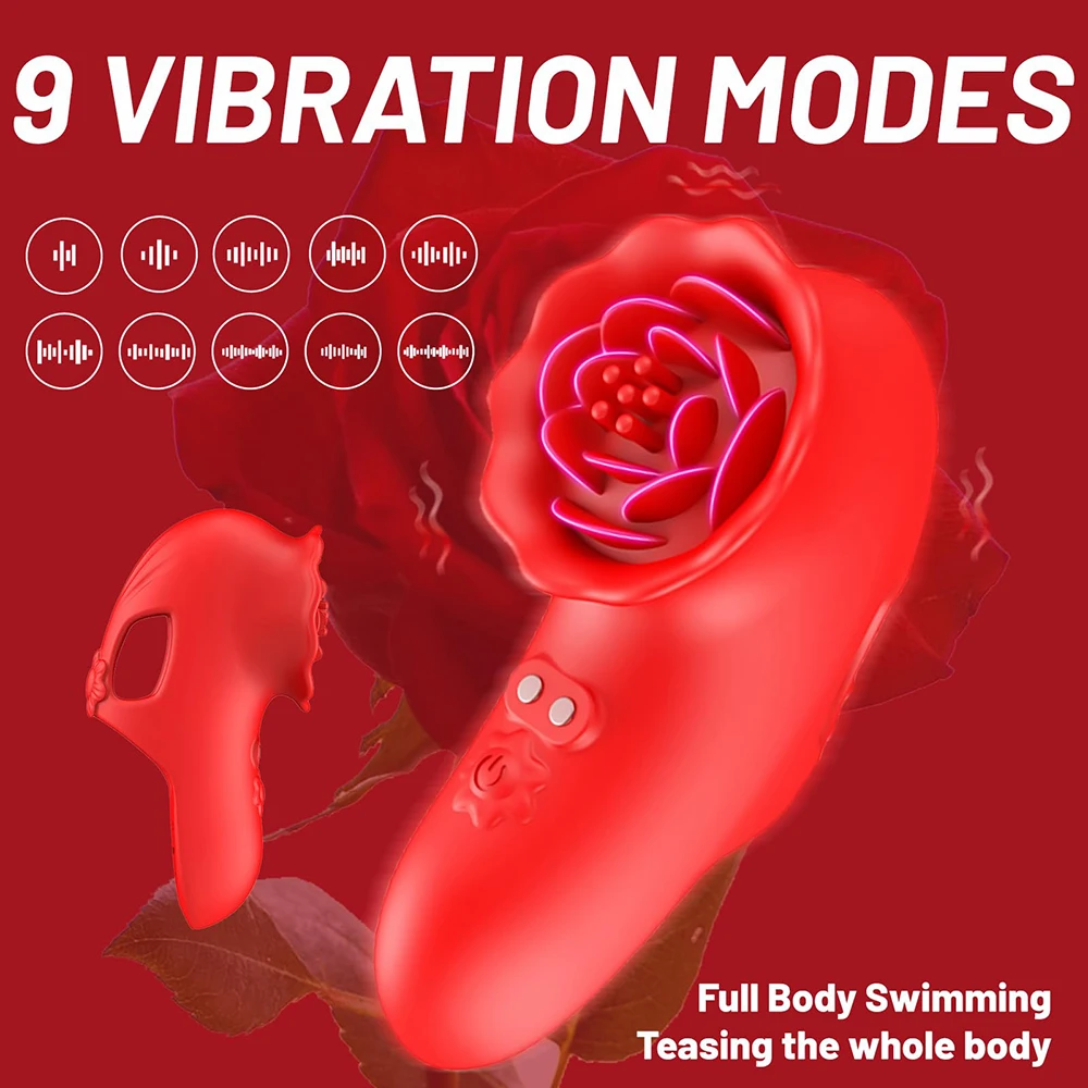 Rose Mini Finger Vibrator,9 Vibration Nipple G Spot Clitoral Massage Stimulator with ,Sexual Pleasure Toys for Women Masturbator