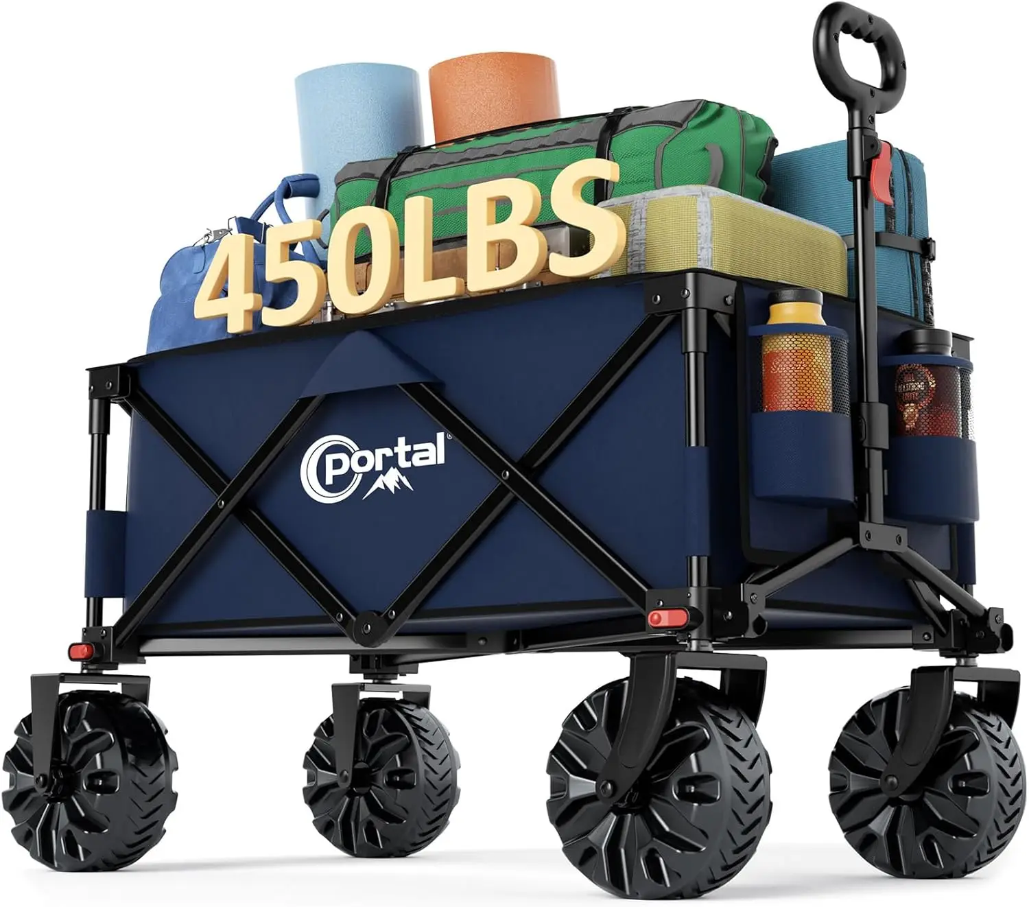

Heavy-Duty Folding Wagon Cart with All-Terrain Wheels for Beach, Camping, Garden & Grocery