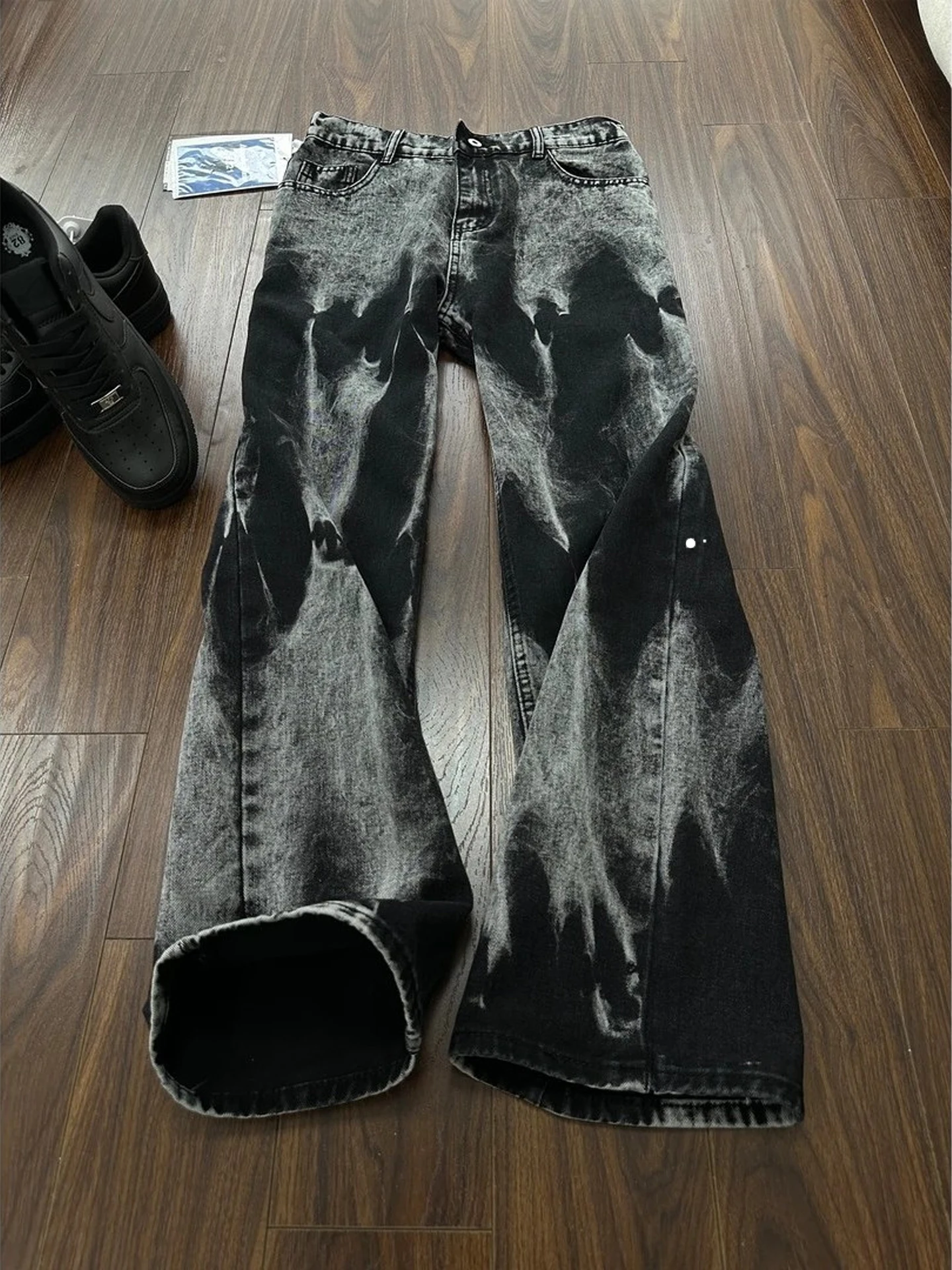

American Retro Black Dyed Jeans Men's Summer High End Cleanfit Loose Straight Leg Long Pants Youth Casual Wear Resistant