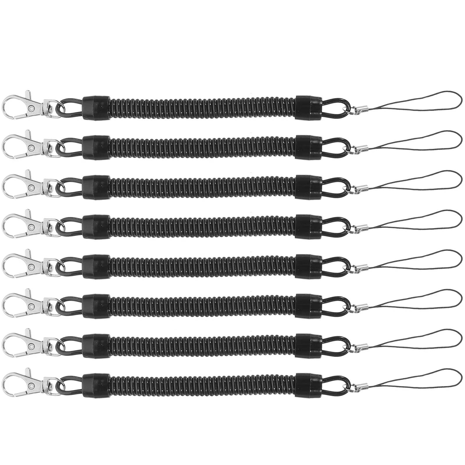 8 Pcs Cord Lanyard -lost Keychain Pendant Buckle (8pcs) Spring Coil Rings Retractable Heavy Duty