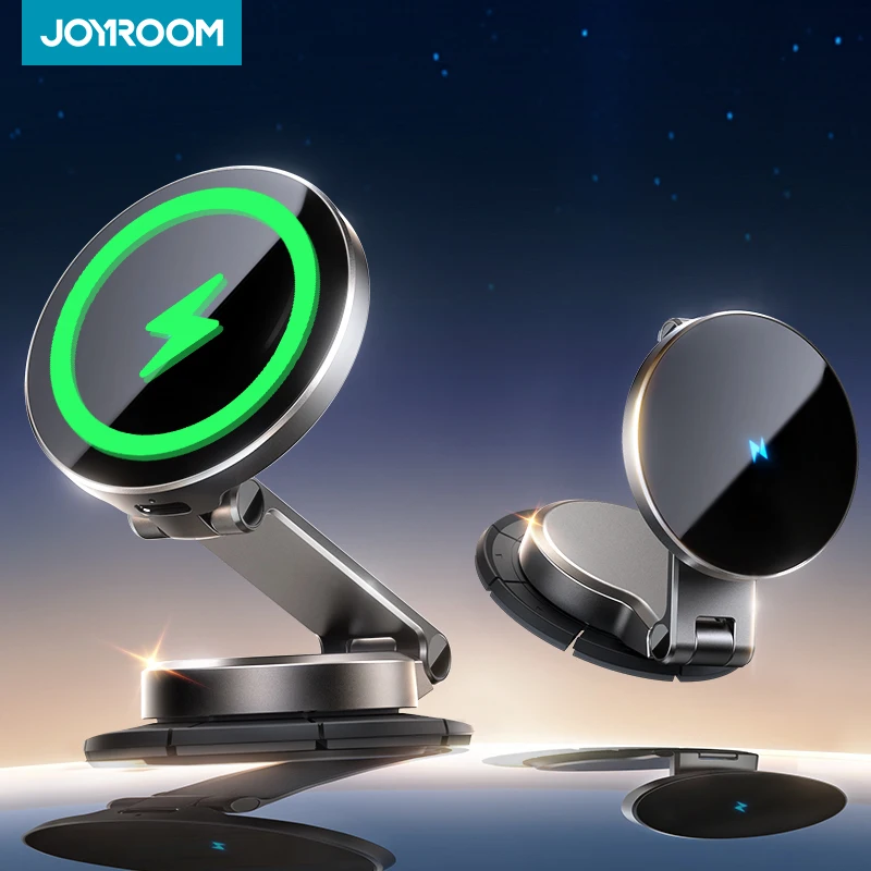 

Joyroom Magnetic Car Mount N55 Strong Magnet 15W Wireless Charging 360° Rotation Foldable Phone Holder Fast Car Charger JR-ZS408