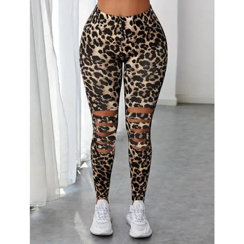 

Ele Faionable Men's Casual Pants Hollow out Leopard Print High Waist Straight Leg Korean Sle Neutral High Quali Mat...