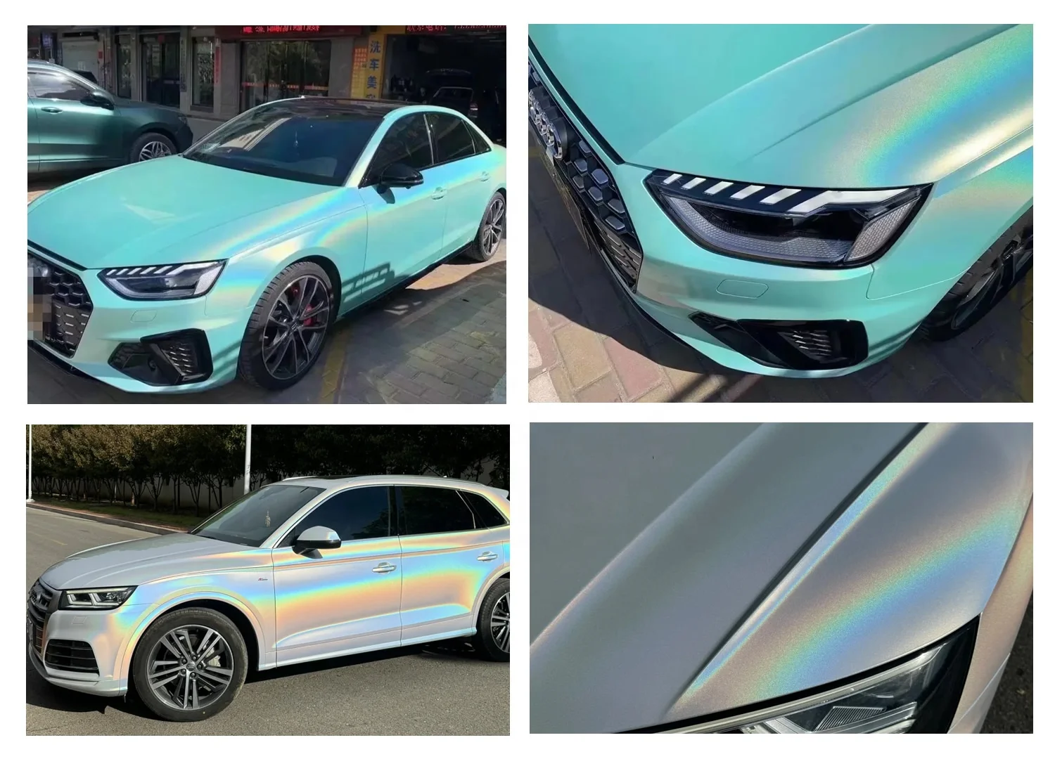 Fabrieksprijs Iridescentie Rainbow Diamond Laser Zilver Rekbare Body Wrap Film Kleurveranderende Vinyl Groothandel