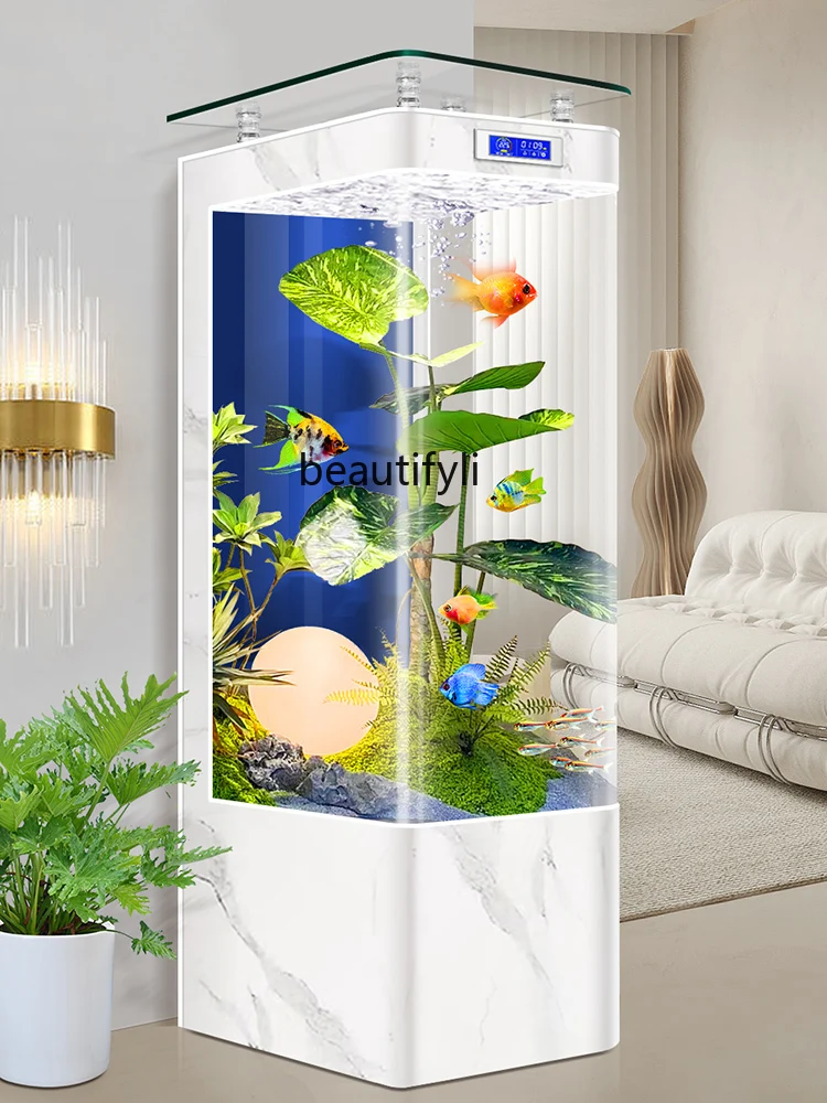 

S7486 ss Straight Curved Integrated Fish Tank TV Cabinet Vertical Small and Medium-Sized Floor Intelligent Aquarium