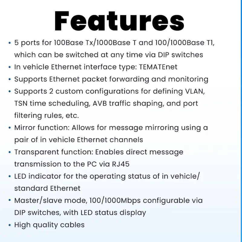 TOSUN TE1105 - 100/1000Base-T1/T/Tx Ethernet Switch