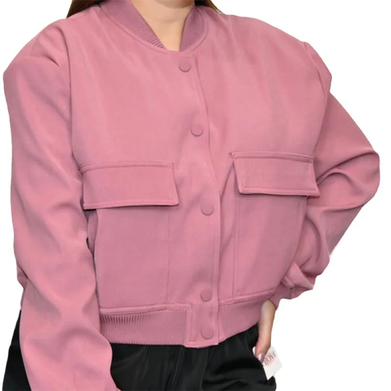 Women's Bomber Jacket Fashion With Pockets Autumn Jackets Coat Long Sleeve Casual New In Outerwears Chic Tops