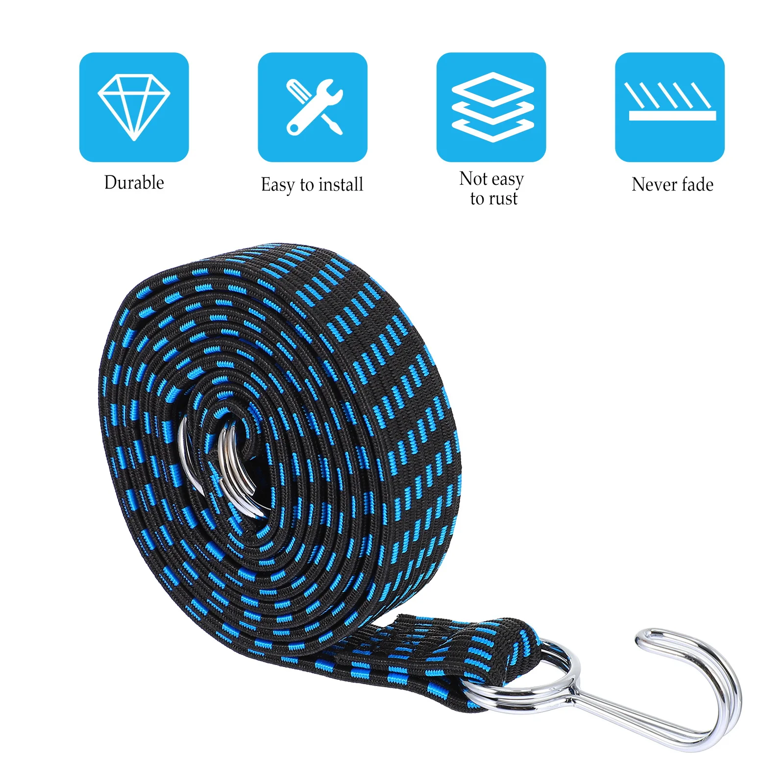 

4pcs Elastic Rope With Hooks Adjustable Heavy Duty Bungee Cord For Car Motorcycle Camping Cargo Luggage Fixing Rope Anti-Wear