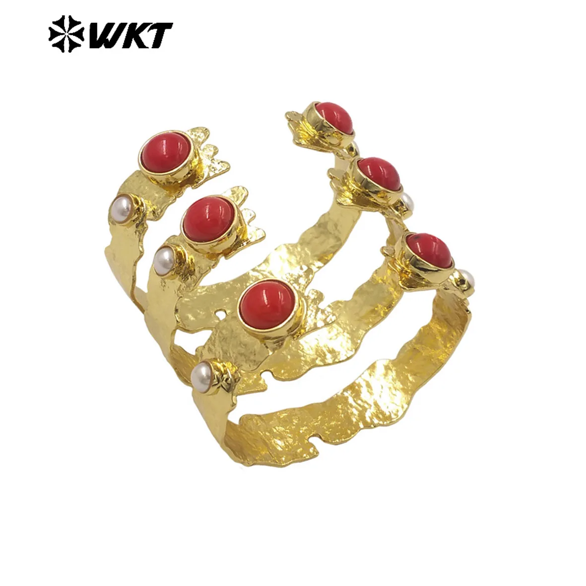 

WT-MPB110 Высококачественный браслет из красного коралла и маленького пресноводного жемчуга с позолоченным браслетом 18 К для женщин, свадебные украшения