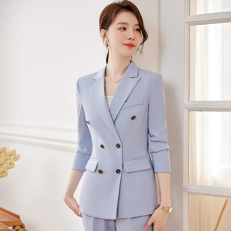 Business Suit Women's Spring and Autumn Fashion Korean Style Lightly Mature Dignified Goddess Fan High-End Work Clothes Green Su