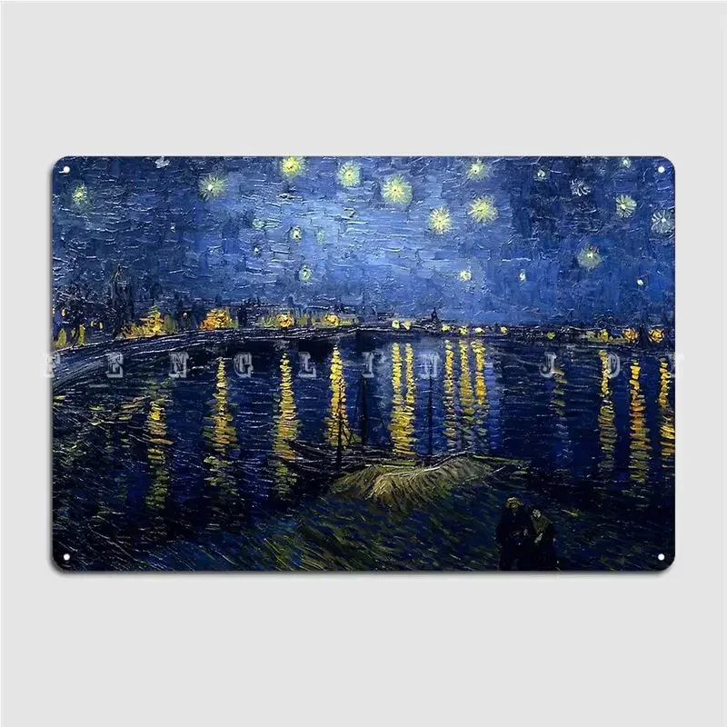 Starry Night Over The Rhone By Vincent Van Gogh Poster Metal Plaque Wall Cave Garage Club Mural Painting Tin Sign Poster