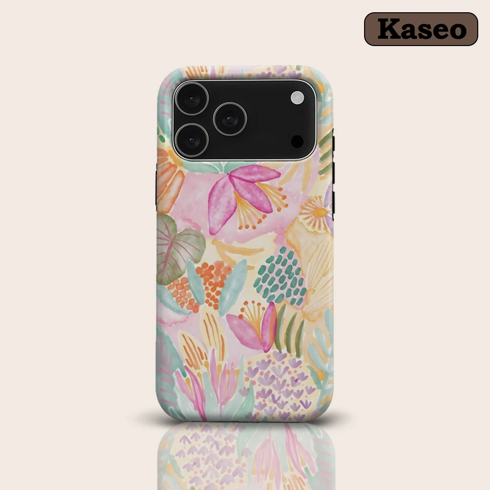 

KASEO Matte Bumper for Magsafe Case for IPhone 17 16 15 14 Plus 13 Pro Max Shockproof Hard PC Tropical Pastel Cover
