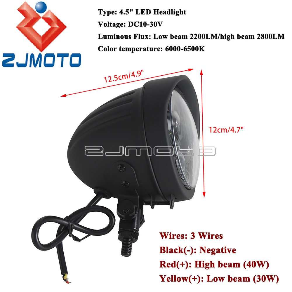 30W/40W Low/High Beam Retro Headlight 10-30V Custom 4.5