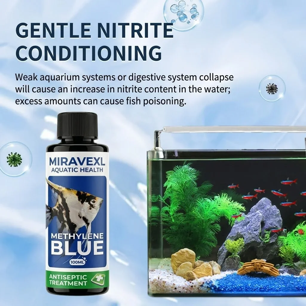 100ml Methylenblau für Aquarien: Schnelle Behandlung gegen Ichthyophrys, Pilz- und Parasitenerkrankungen, Wasserpflege-Tropfen, Pipetten-Handschuhe – Detail 4