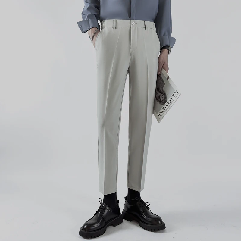 

Men's Summer Thin Nine-Piece Casual Long Pants Ice Silk Quick-Drying Straight Leg Cool Feeling Sporty West Pants