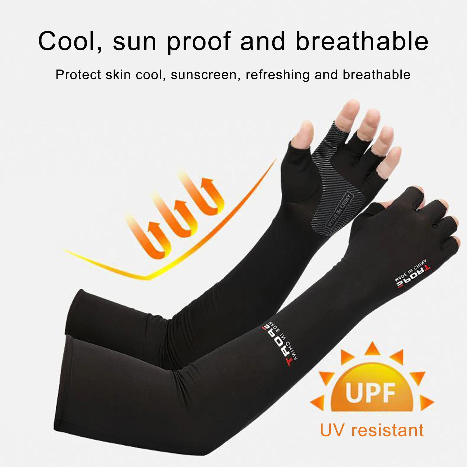 

1Pair Sport Arm Sleeves Cycling Running Fishing Climbing Arm Cover Sun UV Protection Ice Cool Sleeves 5 Finger Cuff