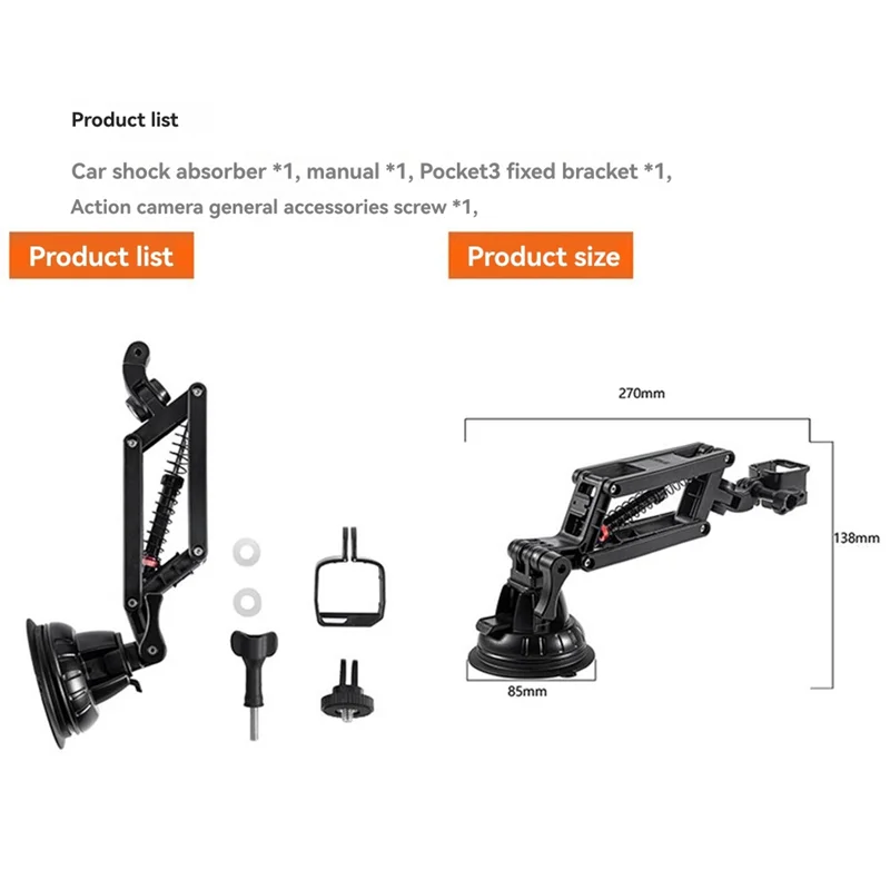 

Excellent-STARTRC Camera Shock Absorber Fordji OSMO Pocket 3 Camera Part Car Suction Cup Mount