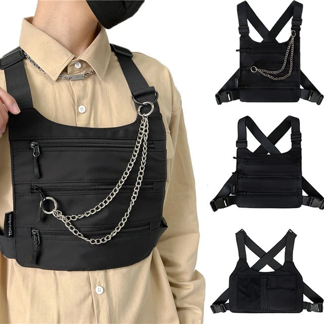 Pettorina Unisex borsa pettorale tattica funzionale borsa portaoggetti gilet Hip Hop marsupio donna uomo borsa a tracolla in tela petto Rig AliExpress 1524