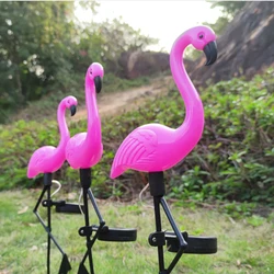 3Pcs/set Solar Outdoor Flamingo Lamps Courtyard/Garden Waterproof LED Stake Light Lawn Pathway Decor Solar Patio Ground Lantern