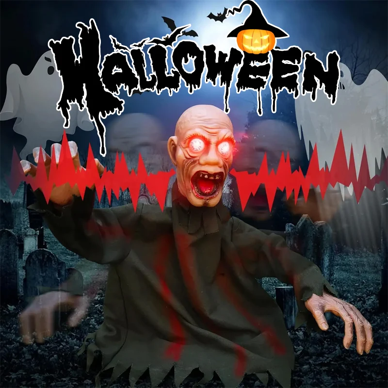 

Всплывающая опора с датчиком движения на Хэллоуин, плагин, ужасный призрак с кричащим звуком, страшный декор на открытом воздухе для двора, дома с привидениями