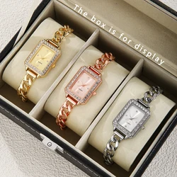 3PCS fashionable square simple women's quartz watch tricolor combination daily wear sisters's best friend watch combination