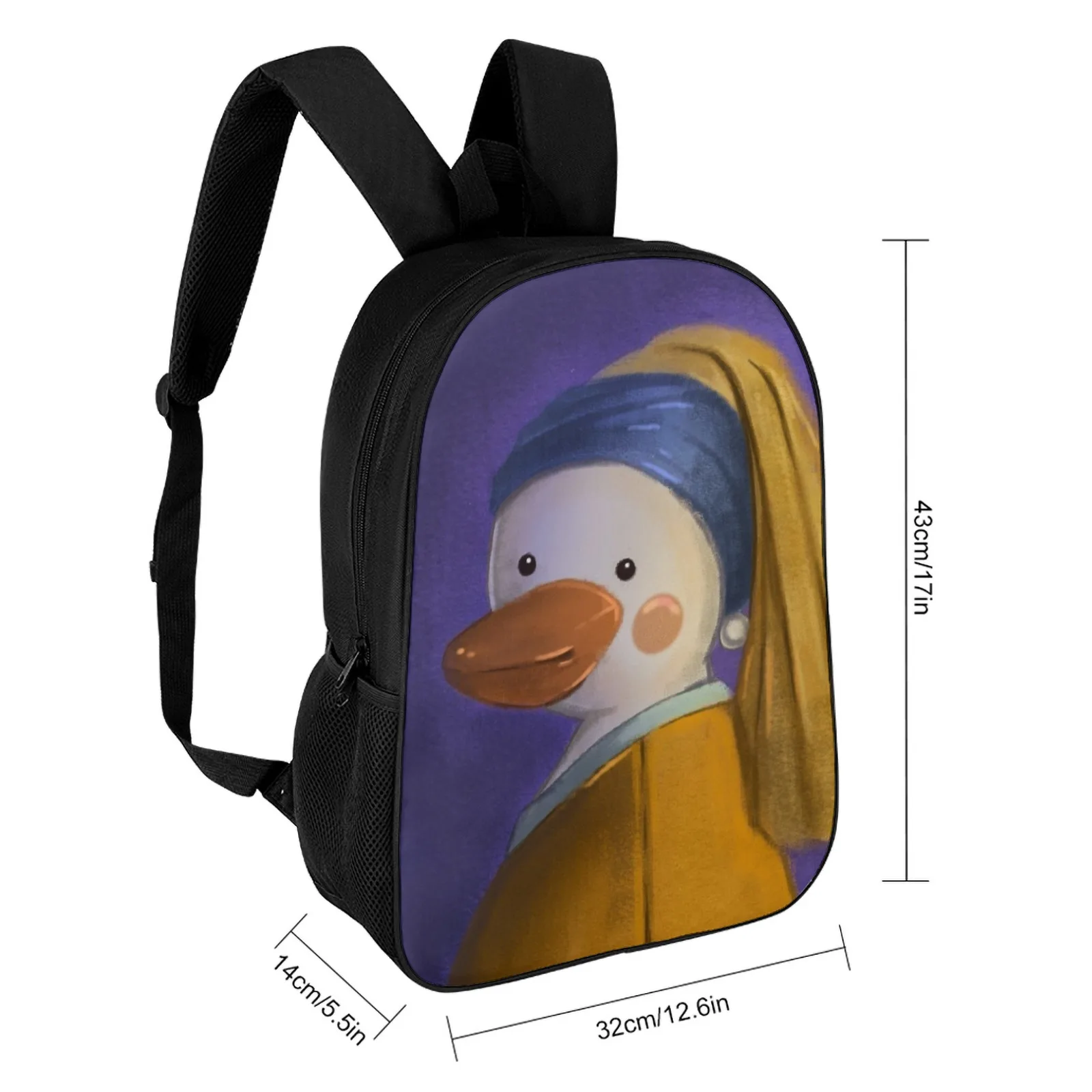 anatra con orecchino di perla Mochilas Escolares Zaini scolastici stampati per adolescenti Zaino per scuola primaria Zaino per scuola da 17 pollici