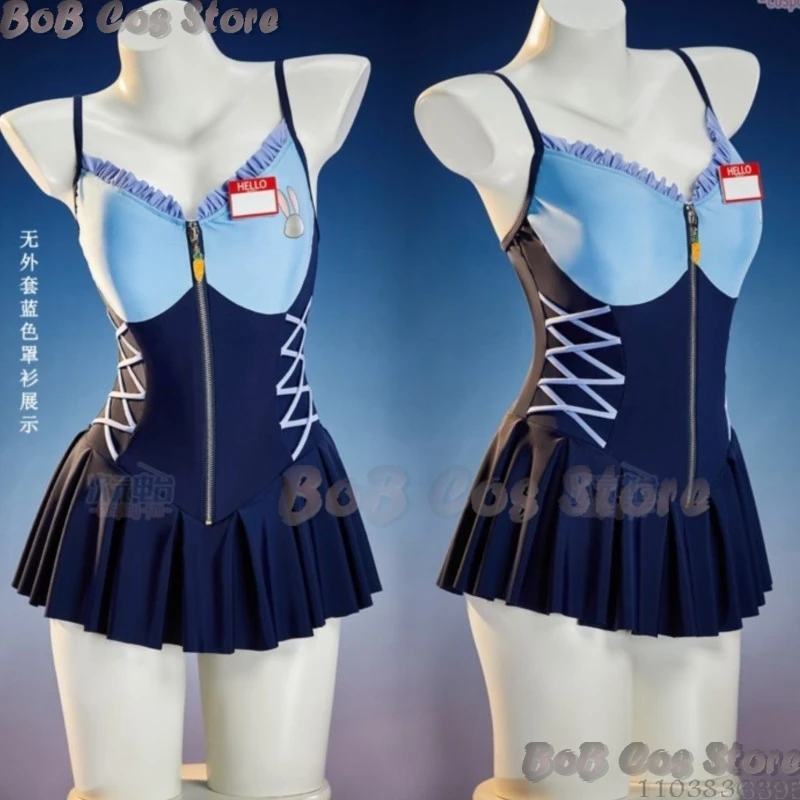 

Rabbit Officer Cosplay Swimsuit Women 2 Piece Cover Water Friendly Character Bathing Suit Halloween Carnival Comic Con Festival