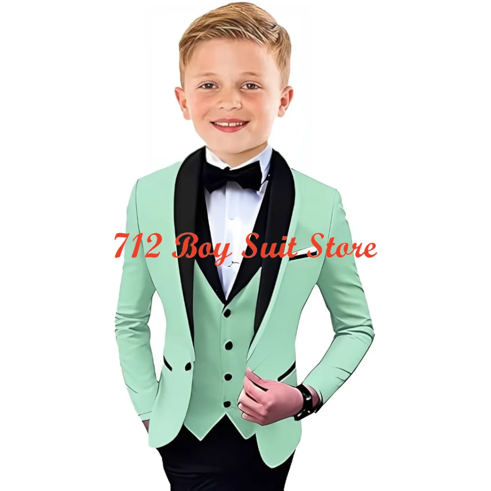 Terno de smoking formal para meninos, lapela xale, roupa de casamento, Kids Slim Fit Set, meninos clássicos, 3 pcs