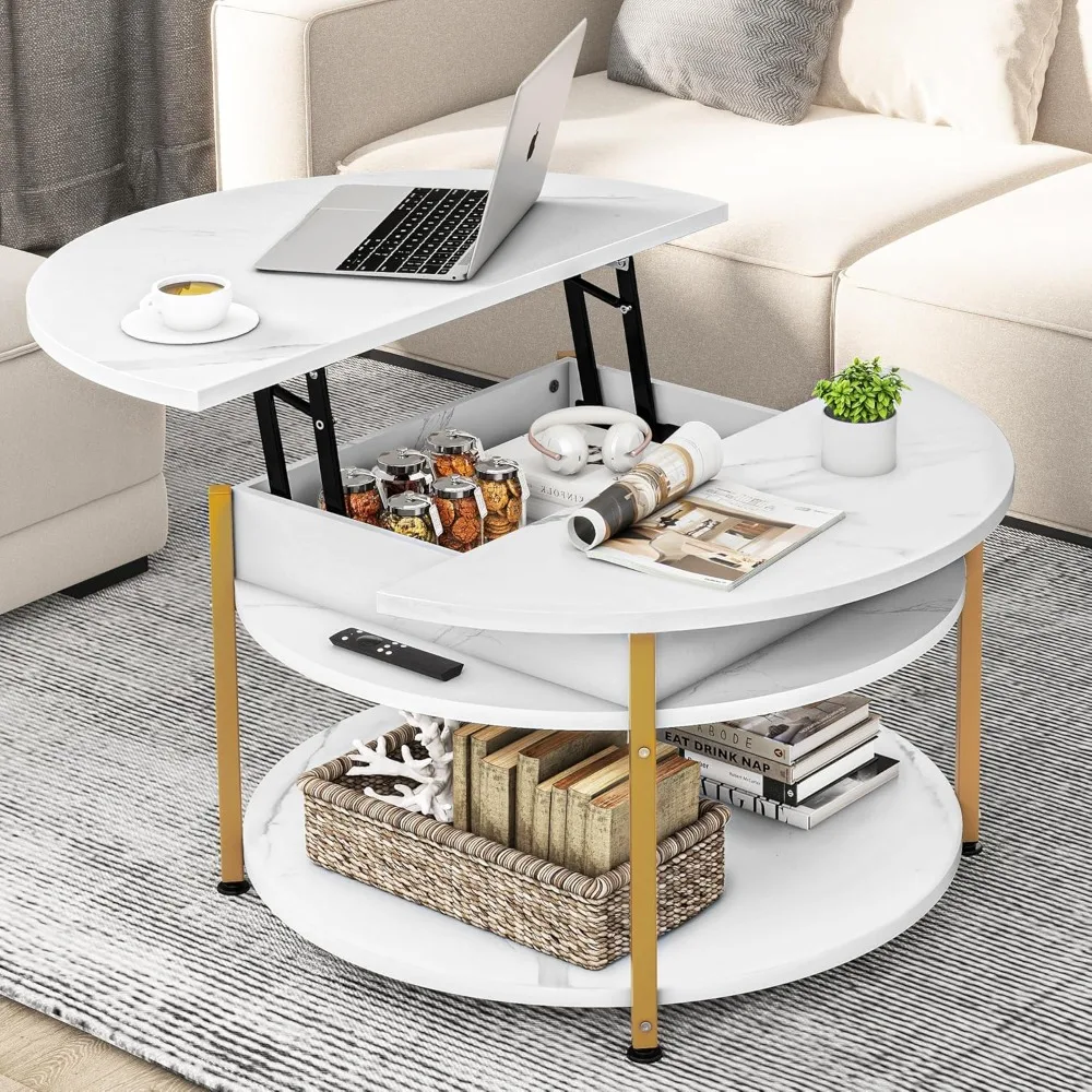 Runder Couch tisch mit Stauraum, Lift-Top-Couch tisch mit verstecktem Fach, moderner Couch tisch für Home-Office-Wohnzimmer