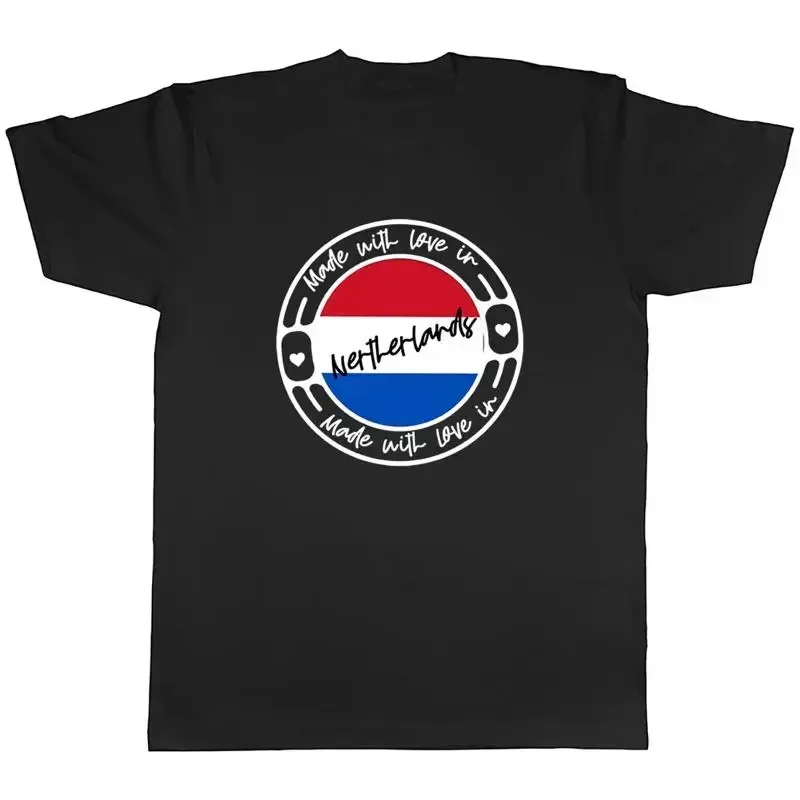 Made With Love In Netherlands Mens Unisex T-Shirt Tee