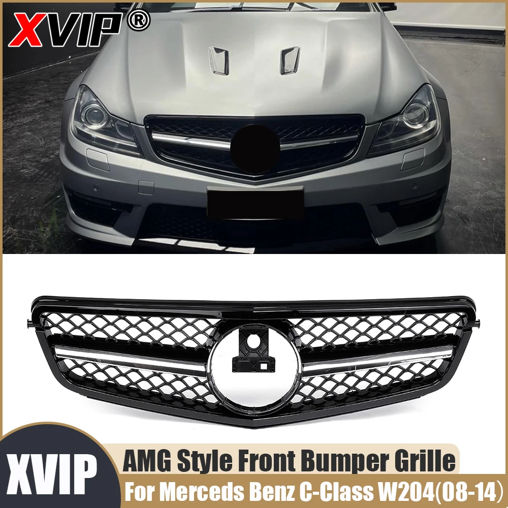

XVIP FCL1 Silver Front Bumper Grille AMG Style Fit For Mercedes Benz C-Class W204 2008-2014 C180 C200 C230 C250 C280 C300 C350